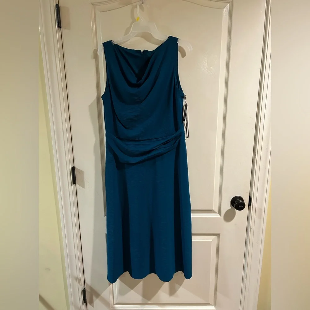 DKNY women’s sleeveless Cowlneck gathered midi dress- NWT - Picture 2 of 8